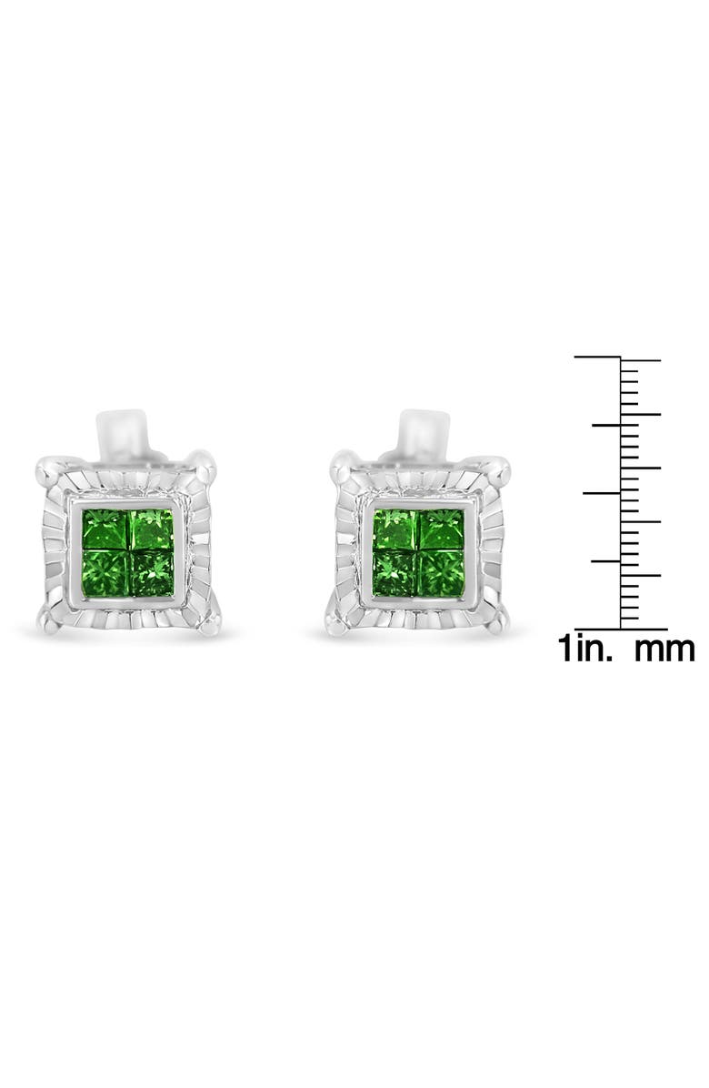 Haus of Brilliance Silver Color Princess Diamond Quad Stud Earring, Alternate, color, White