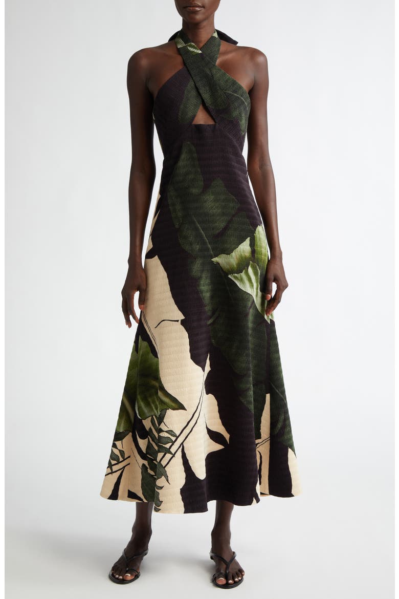 Elegant Expedition Halter Dress, Main, color, PALM SHADOWS/ GREEN/ ECRU