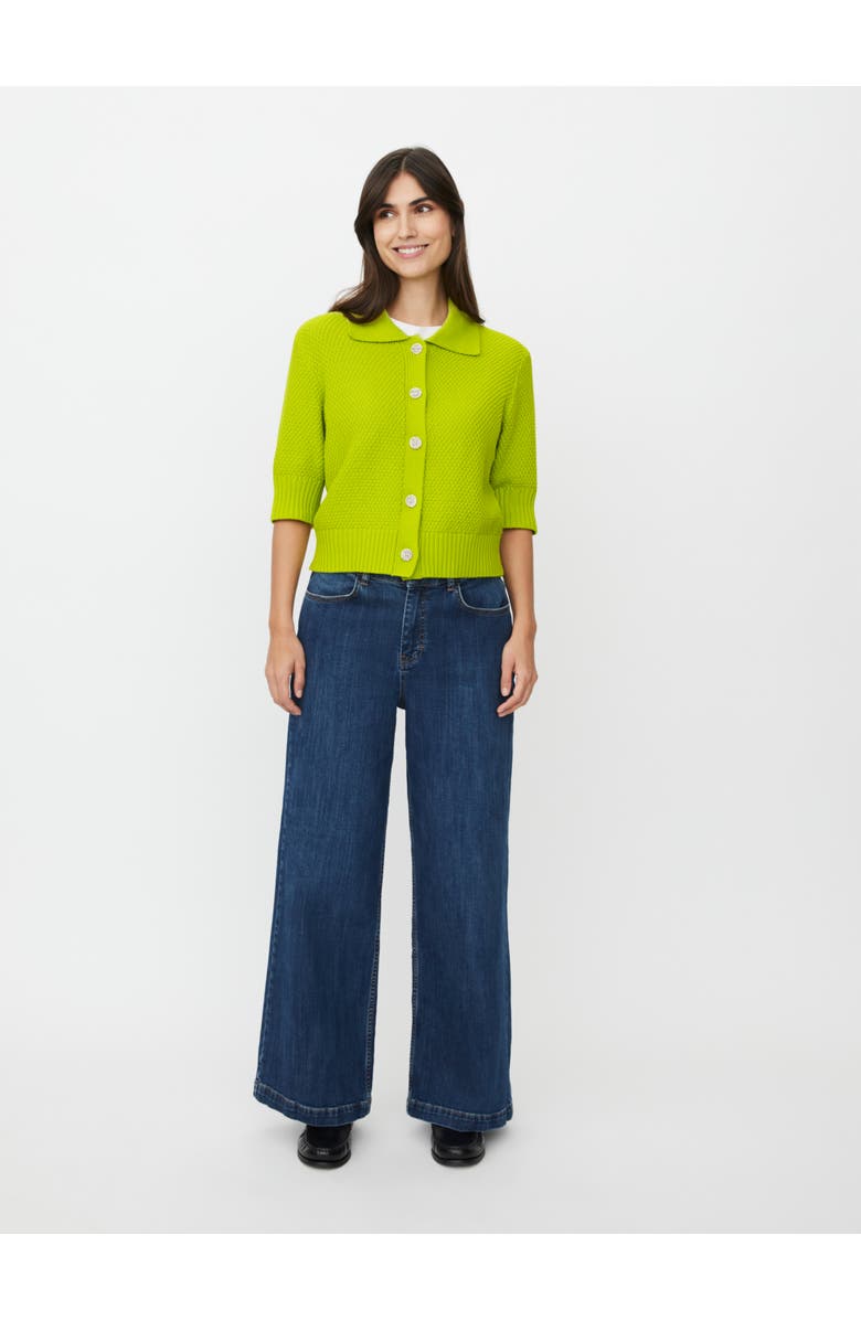 Masai Copenhagen MaLiva Cropped Short Sleeve Cardigan, Alternate, color, B Chartreuse
