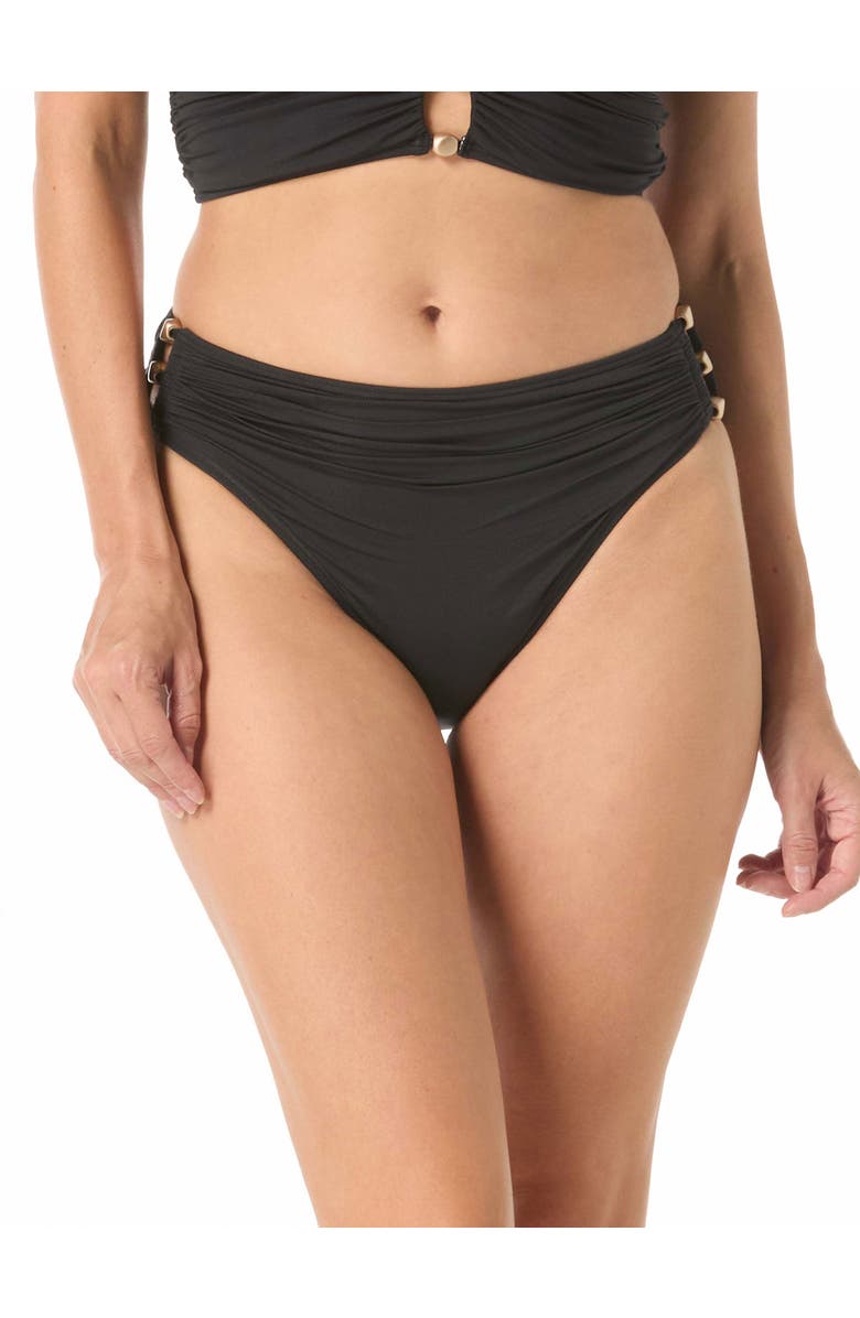 Carmen Marc Valvo Beaded Bikini Bottom, Main, color, Black