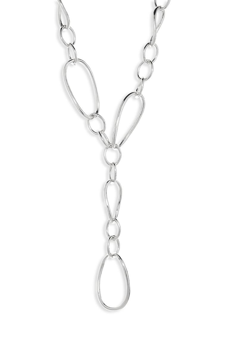Mixed Link Chain Y-Necklace, Main, color, SILVER