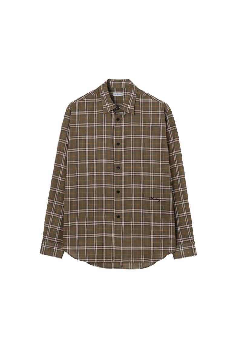 Relaxed Fit Check Cotton Shirt, Alternate, color, Finch brown