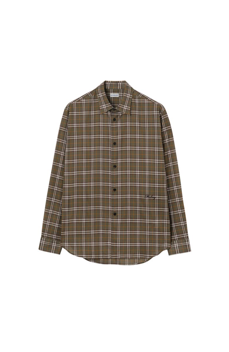 Burberry Relaxed Fit Check Cotton Shirt, Alternate, color, Finch Brown