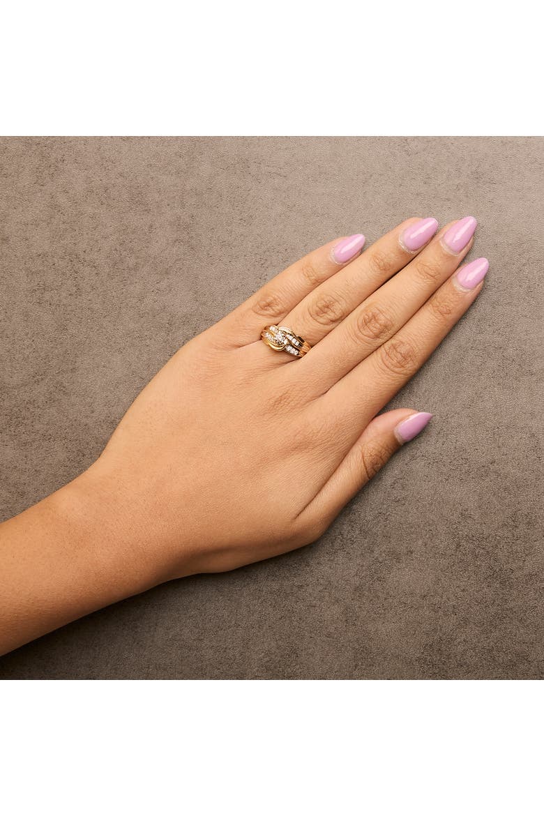 14K Yellow Gold 1/4 Cttw Round Diamond Wave Motif Bypass Ring, Alternate, color, Yellow Gold