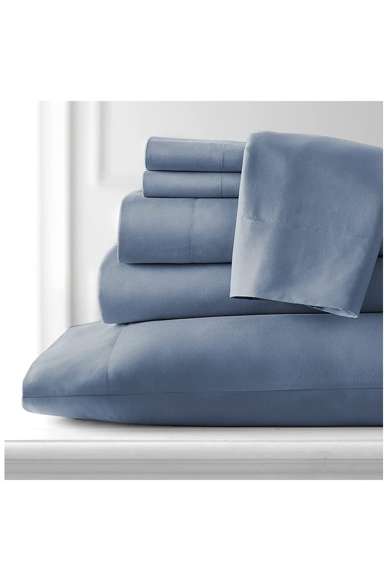 Southshore Essentials Double Brushed 100 GSM Sheet Set, Alternate, color, DENIM BLUE