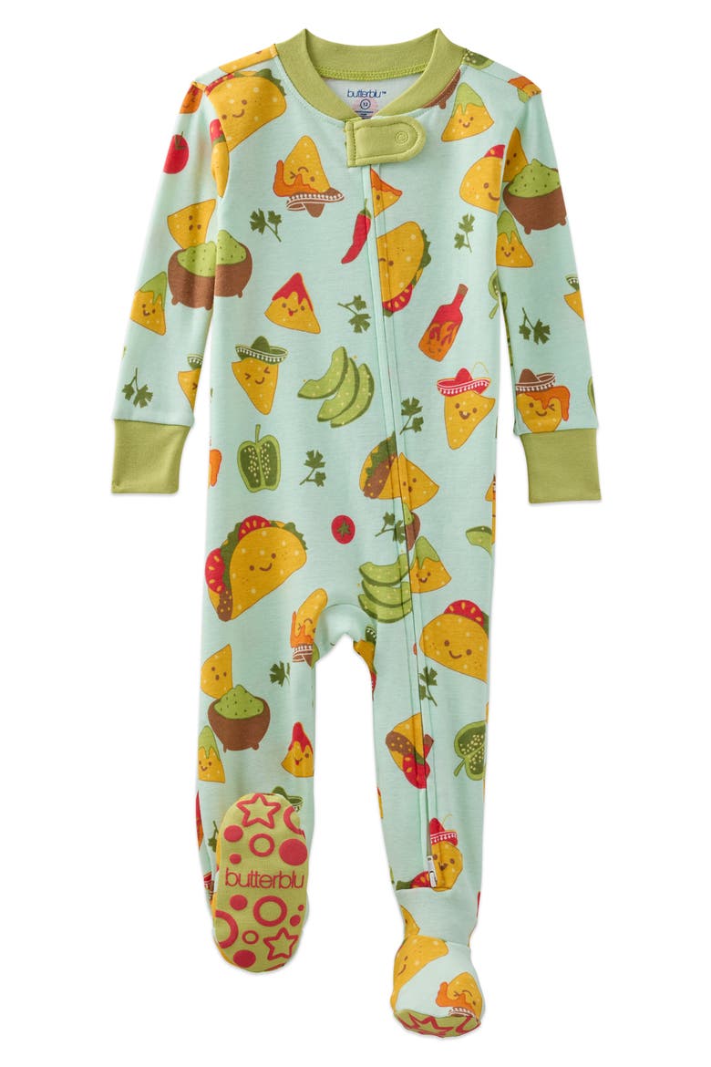 Cruz One-Piece Organic Cotton Footie Pajamas, Main, color, TACO 'BOUT CUTE