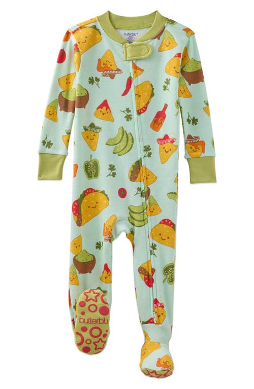 Butterblu Cruz One-piece Organic Cotton Footie Pajamas In Green
