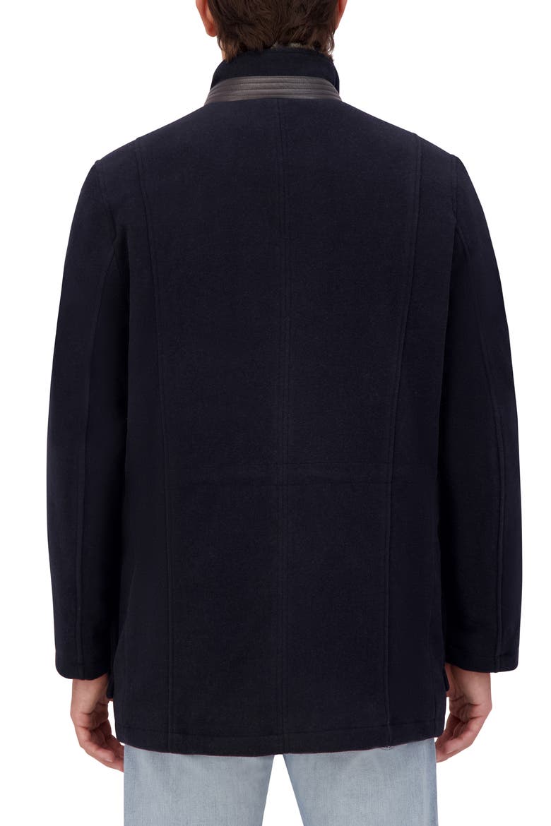 Wool Blend Faux Fur Lined Stand Collar Jacket, Alternate, color, NAVY