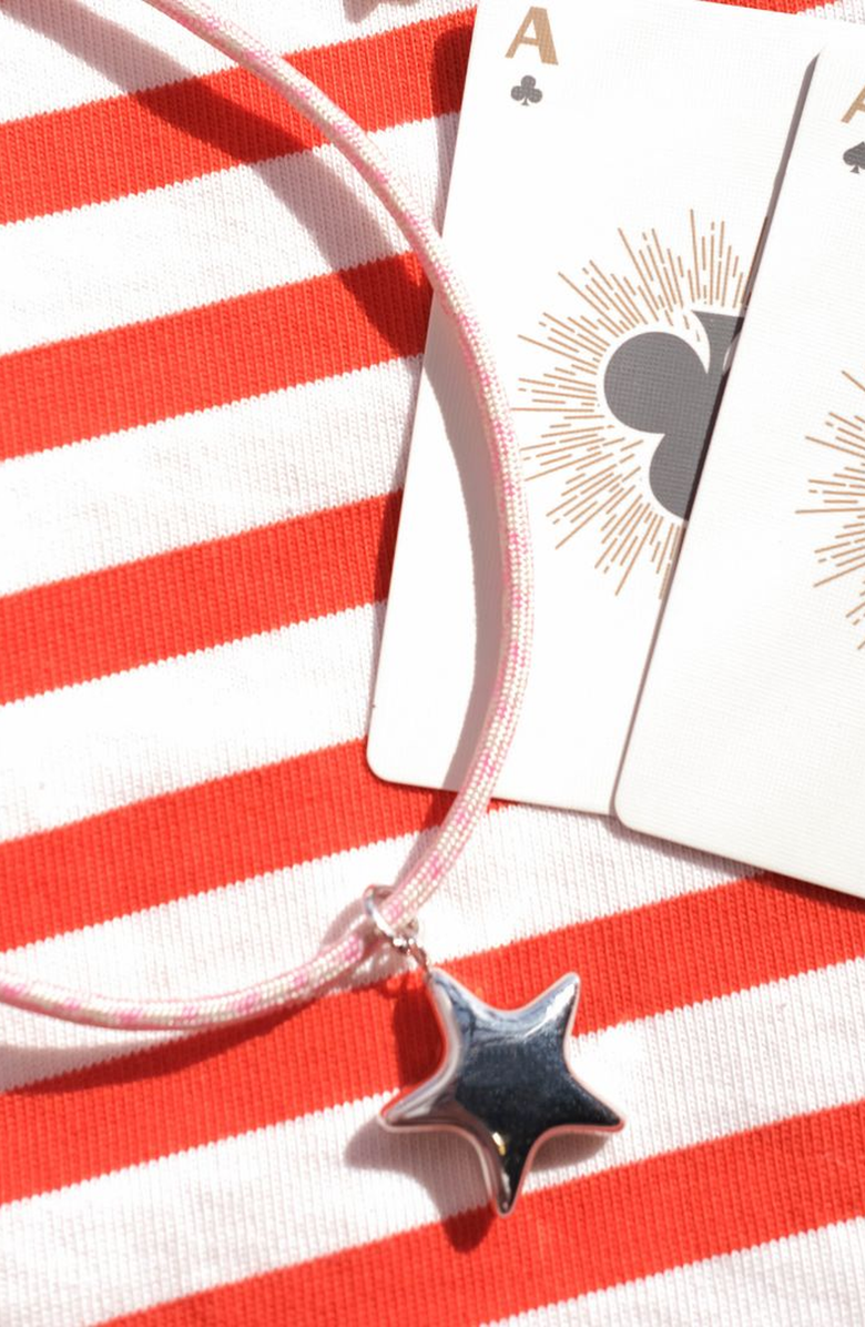 Nickel & Suede Puffy Star Charm, Alternate, color, Silver