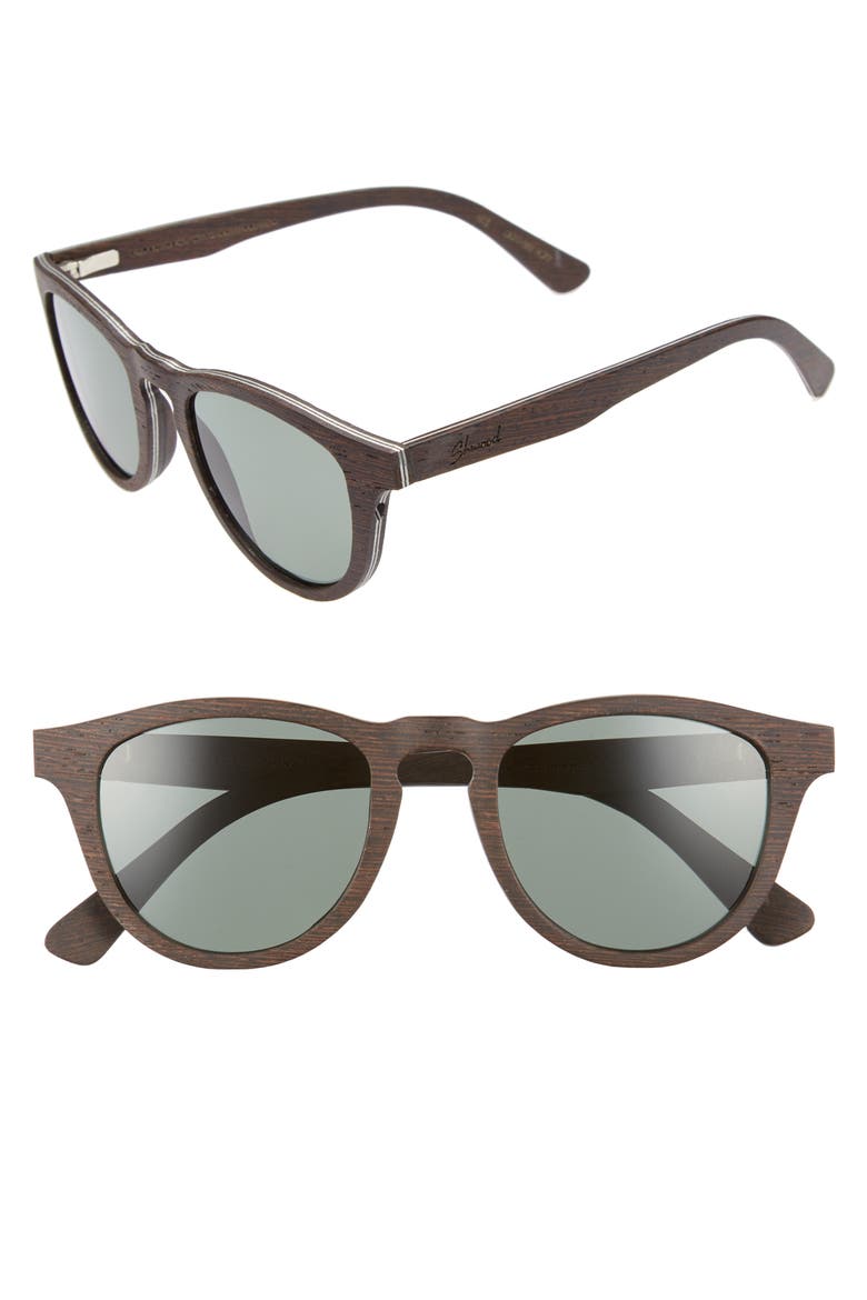 Francis 48mm Polarized Wood Sunglasses, Main, color, DARK WALNUT