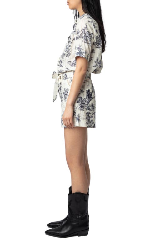 Zadig & Voltaire Cook Tropical Island Toile De Jouy Cotton Romper In Blue