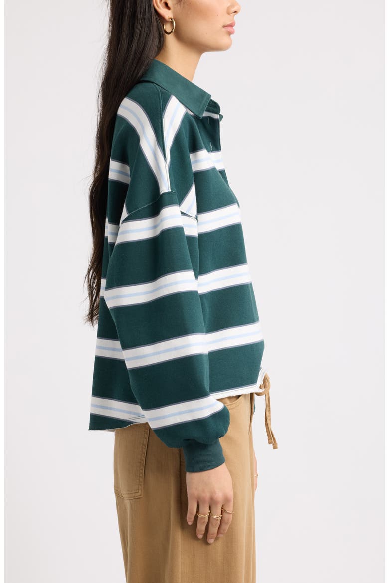 Stripe Cotton Blend Rugby Sweatshirt, Alternate, color, GREEN GABLES RUGBY POLO