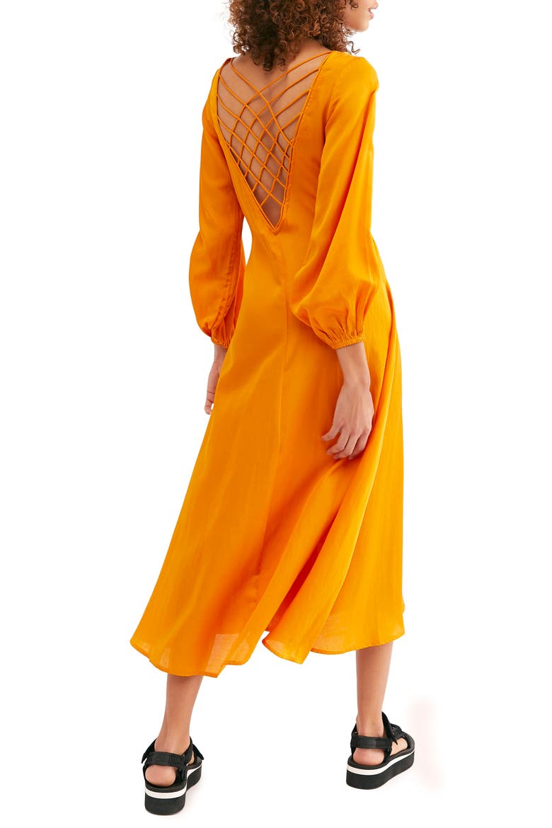 Later Days Midi Dress, Alternate, color, TANGERINE