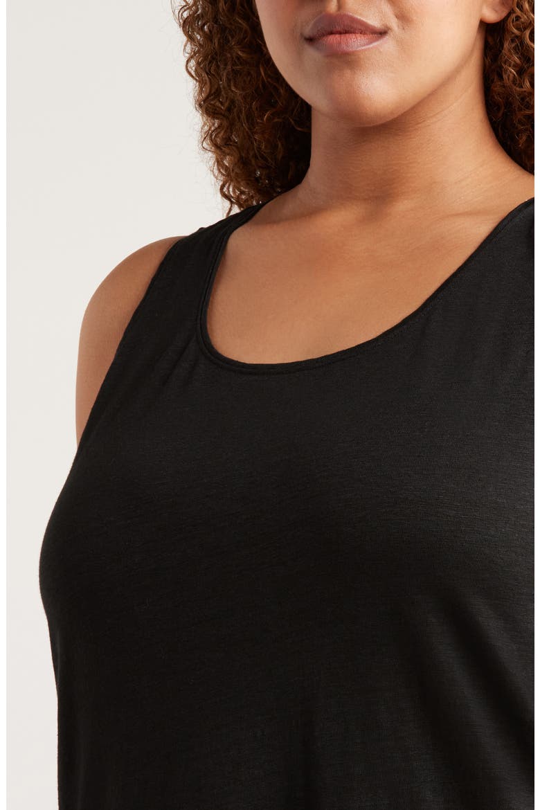 Organic Linen Scoop Neck Sleeveless Shift Dress, Alternate, color, BLACK