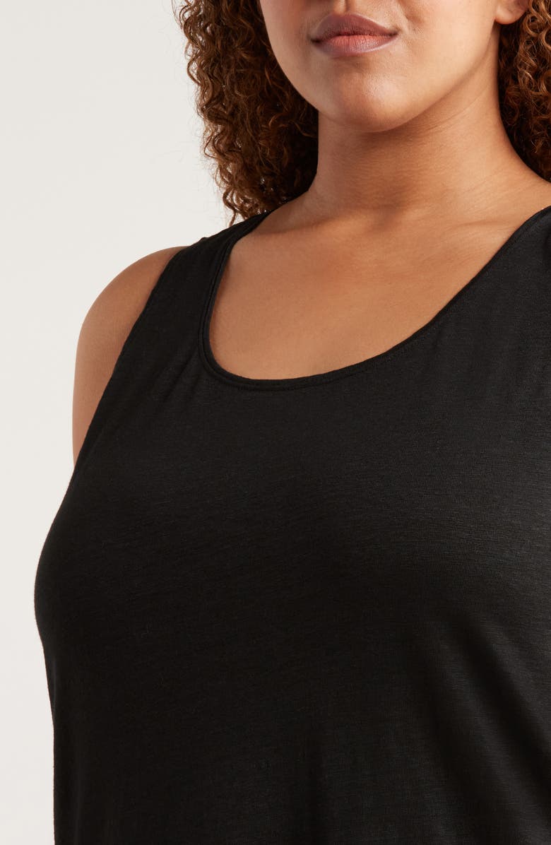 Eileen Fisher Organic Linen Scoop Neck Sleeveless Shift Dress, Alternate, color, Black