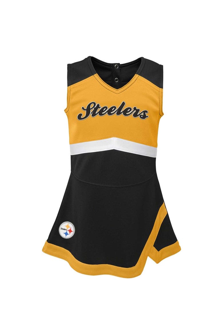 Girls Infant Black Pittsburgh Steelers Cheer Captain Jumper Dress, Alternate, color, Black