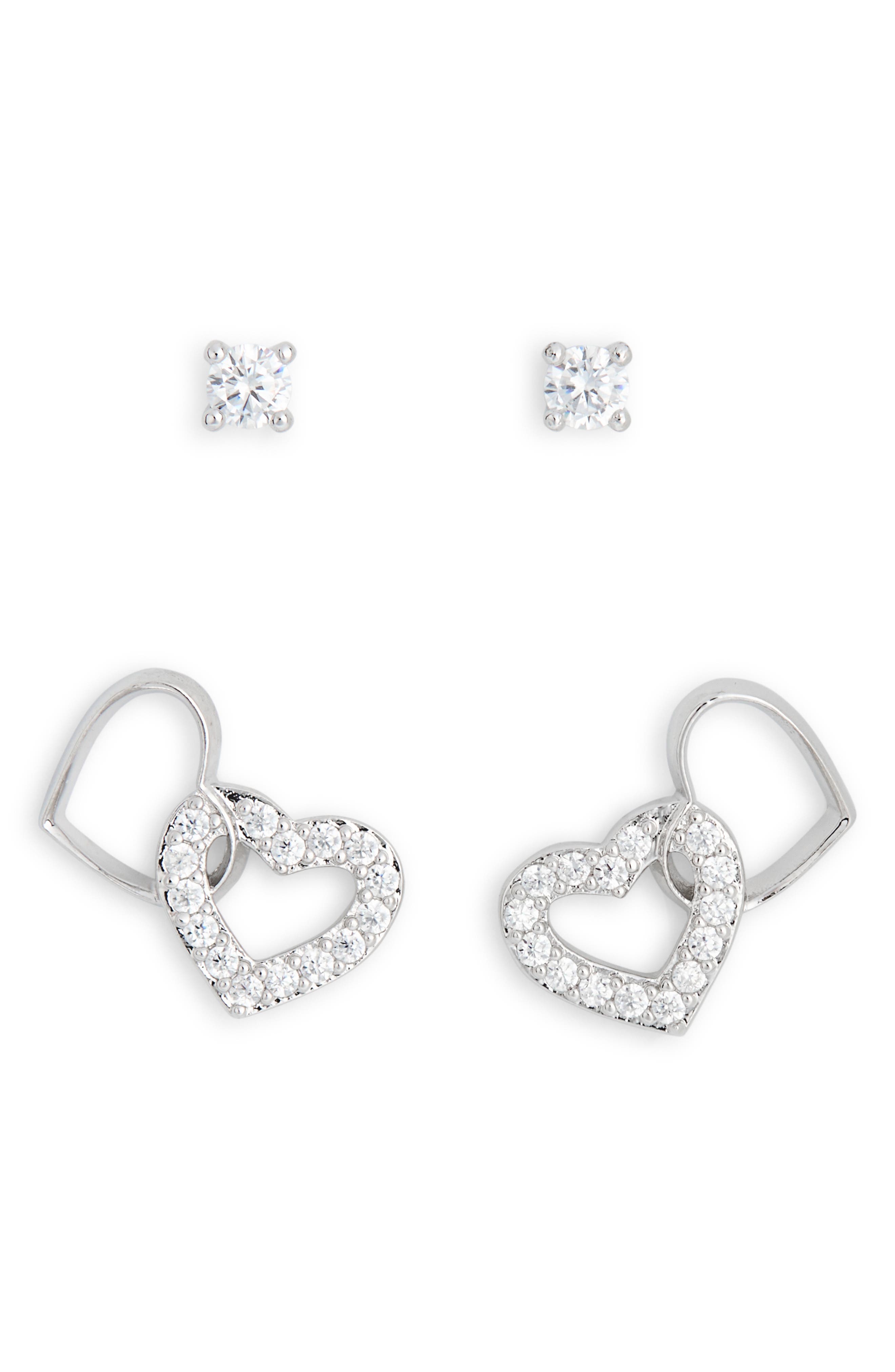 Nadri Heartbreaker Set of 2 Cubic Zirconia Stud Earrings