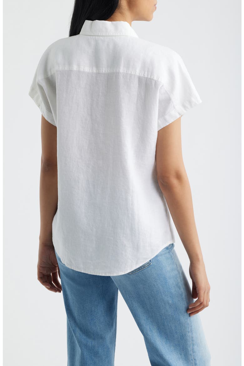Castialina Utility Linen Button-Up Shirt, Alternate, color, WHITE