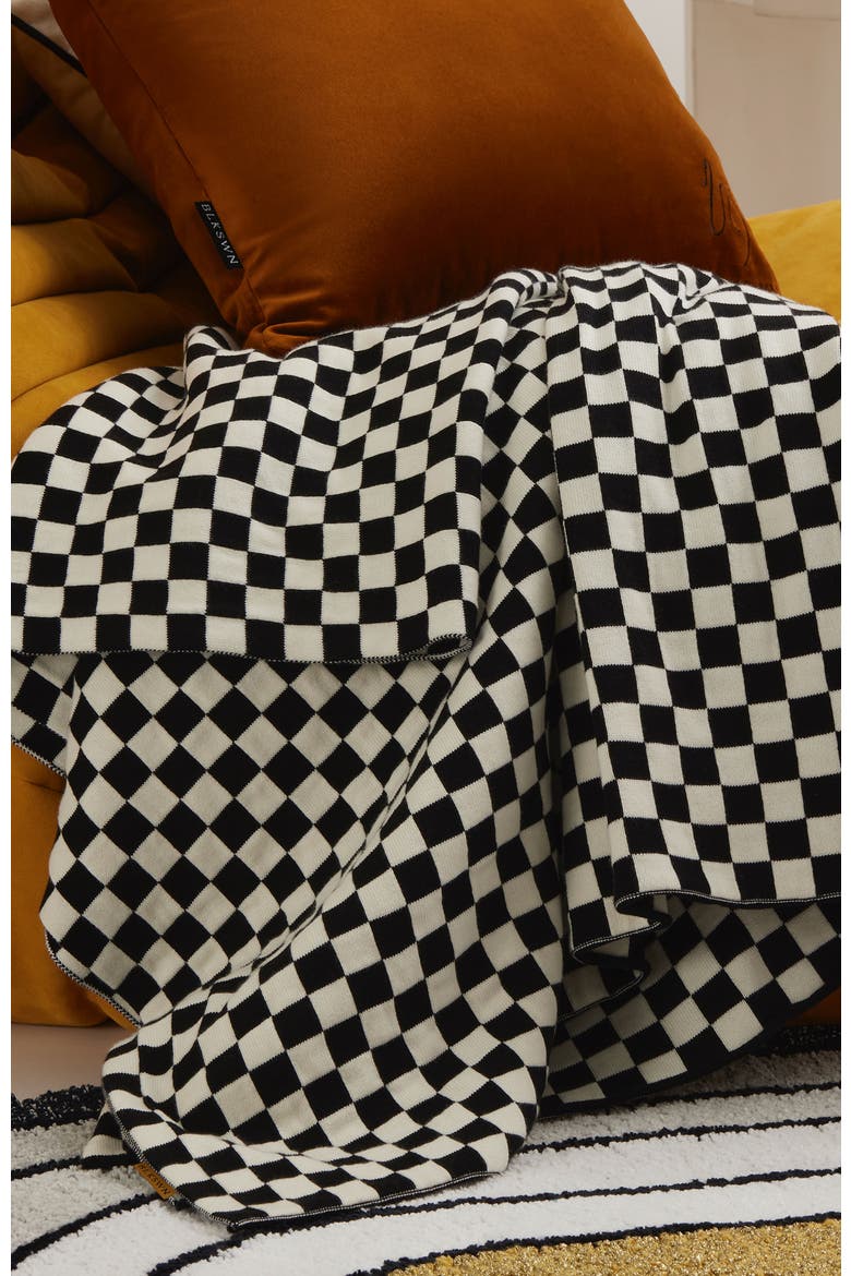 Checkerboard Alpaca Throw Rug, Alternate, color, Black & White