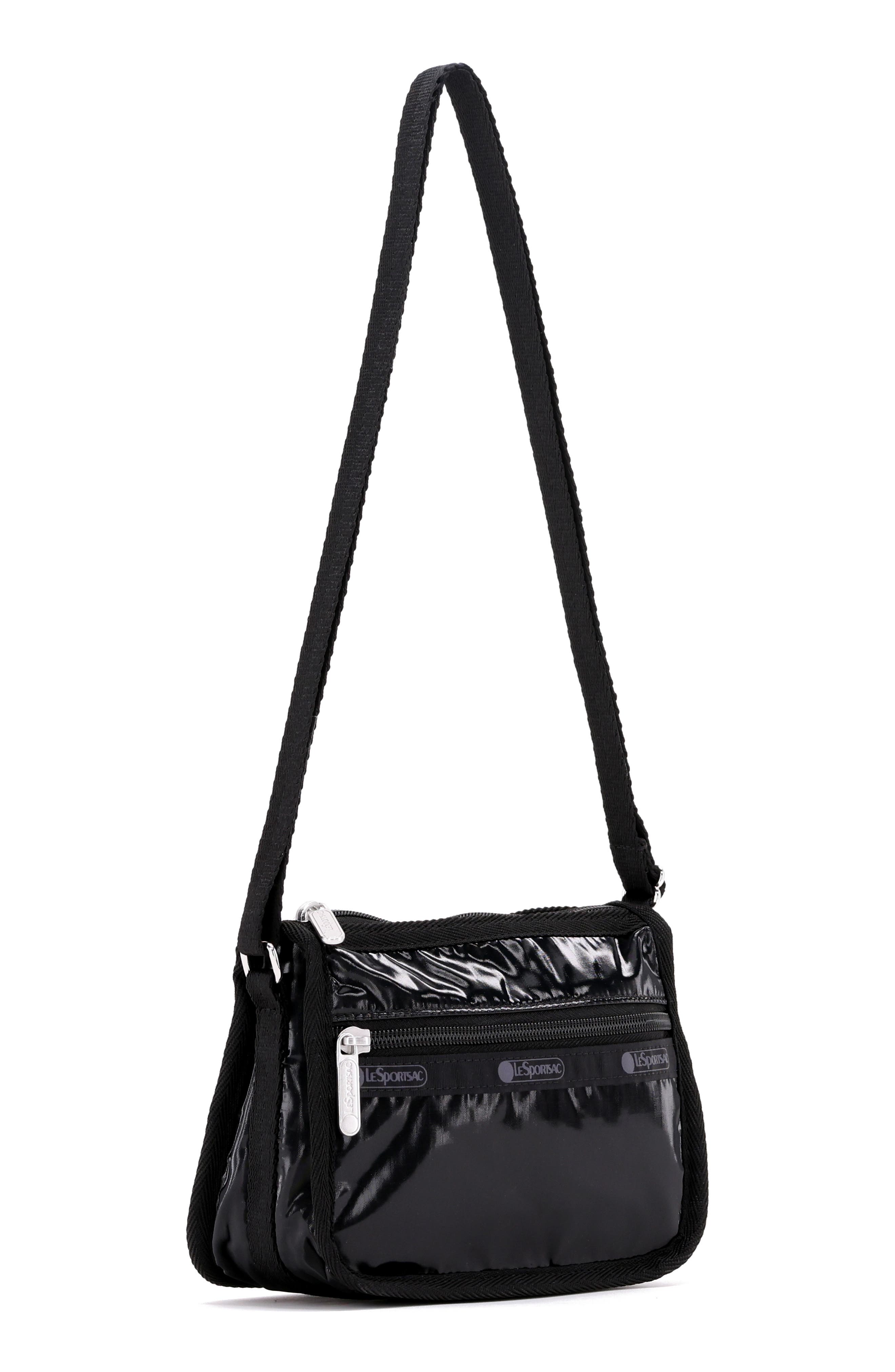 LeSportsac Mini Shine Classic Hobo Bag, Alternate, color, Black Shine