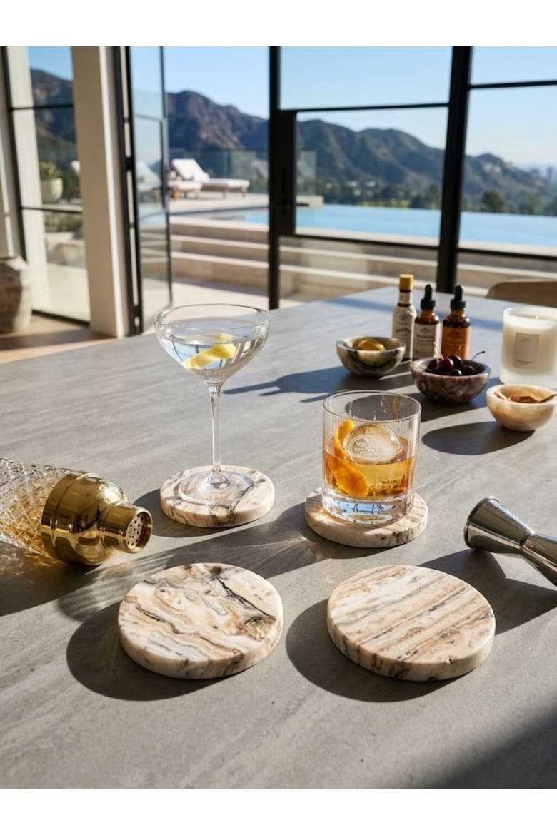Tasmania Brown Onyx Coasters, Set of 4, Alternate, color, Beige