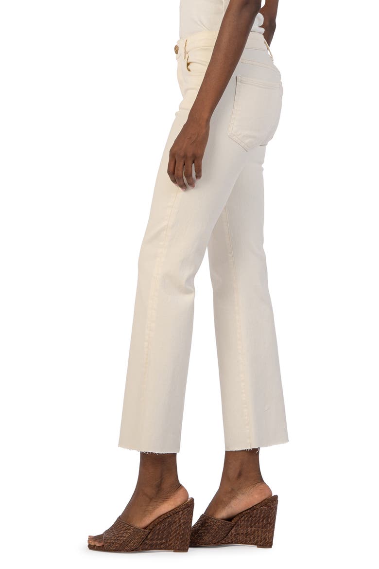 Kelsey High Waist Raw Hem Flare Ankle Jeans, Alternate, color, ECRU