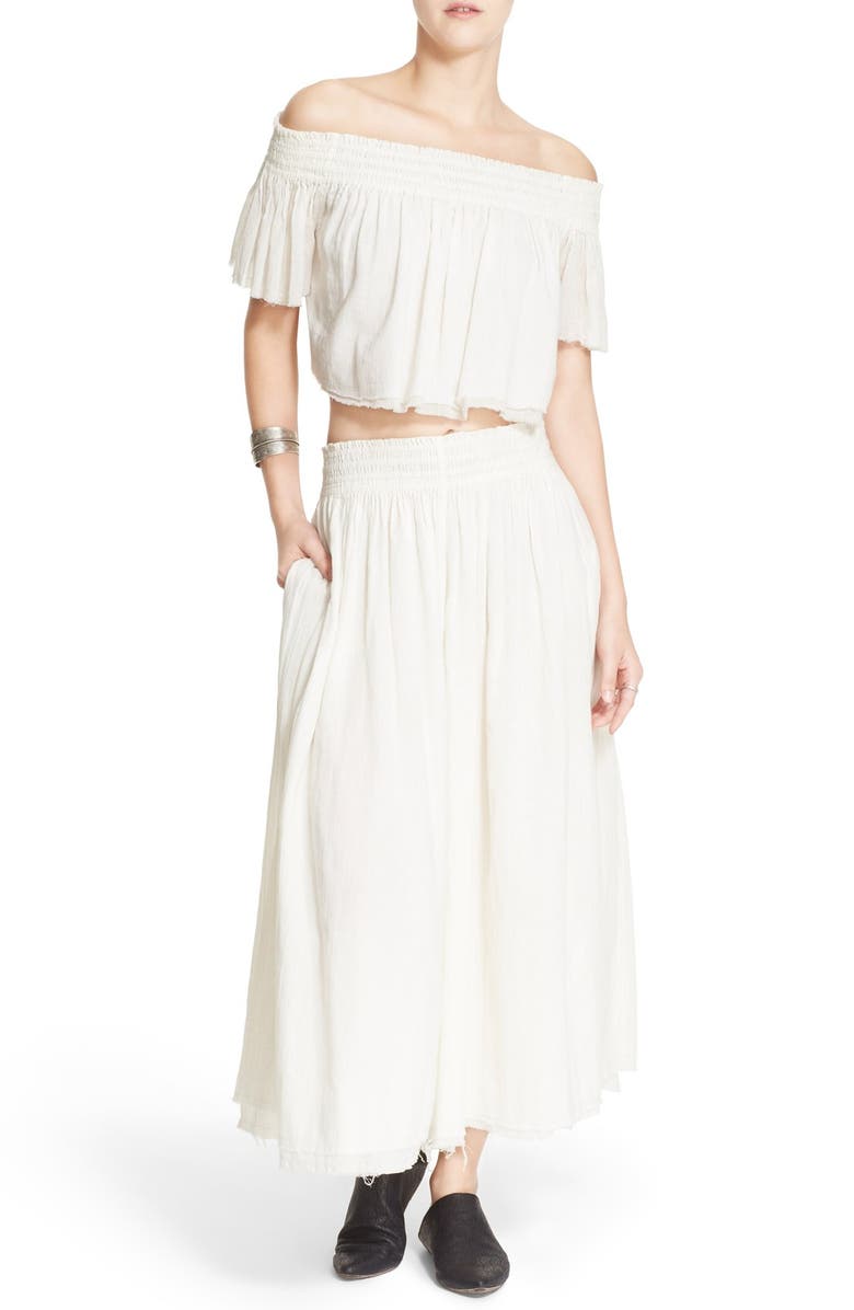 Free People 'Miss Stella' Off the Shoulder Crop Top & Culottes, Alternate, color, 
