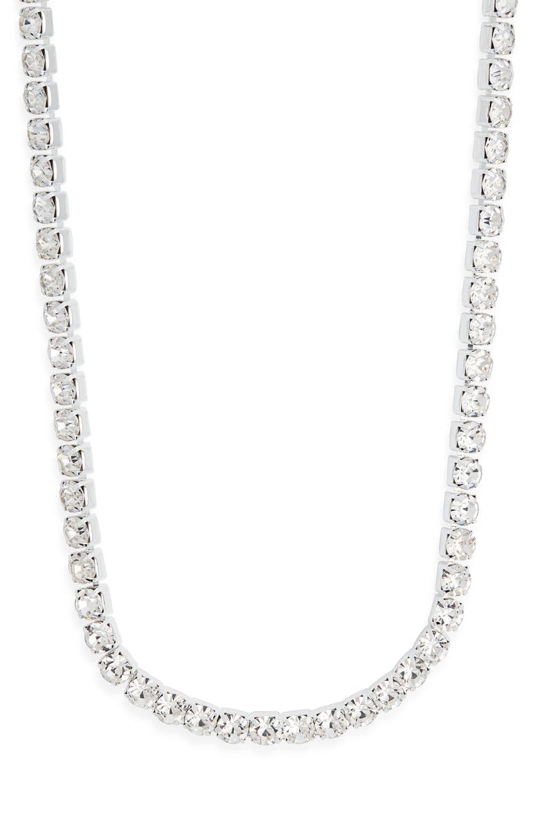 Tasha Round Crystal Tennis Necklace, Main, color, Silver