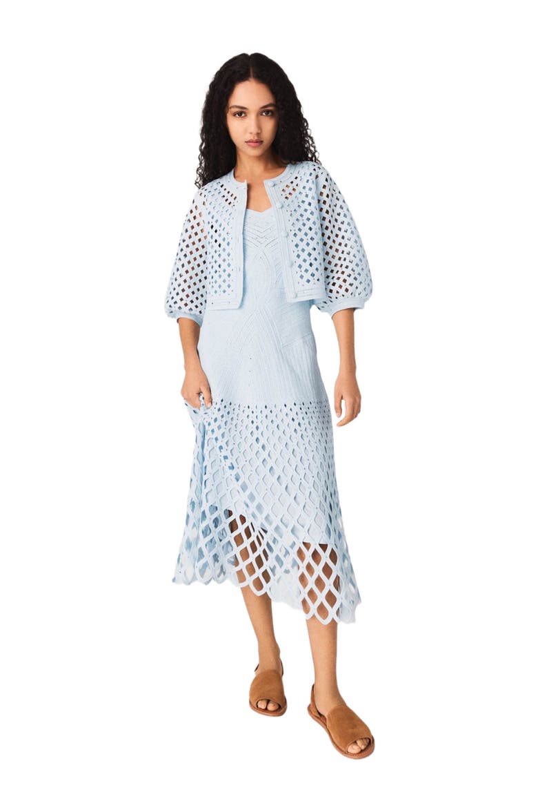 Rhinestone crochet cardigan, Alternate, color, Blue sky