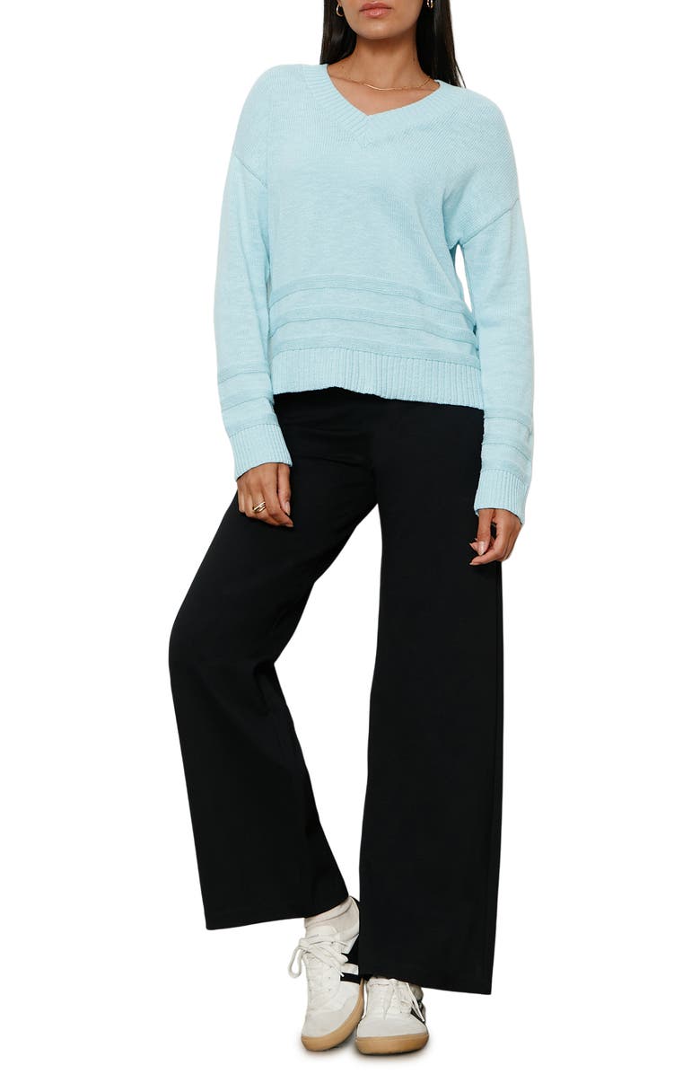 Sanctuary V-Neck Cotton Sweater, Alternate, color, Aquamarine Blue