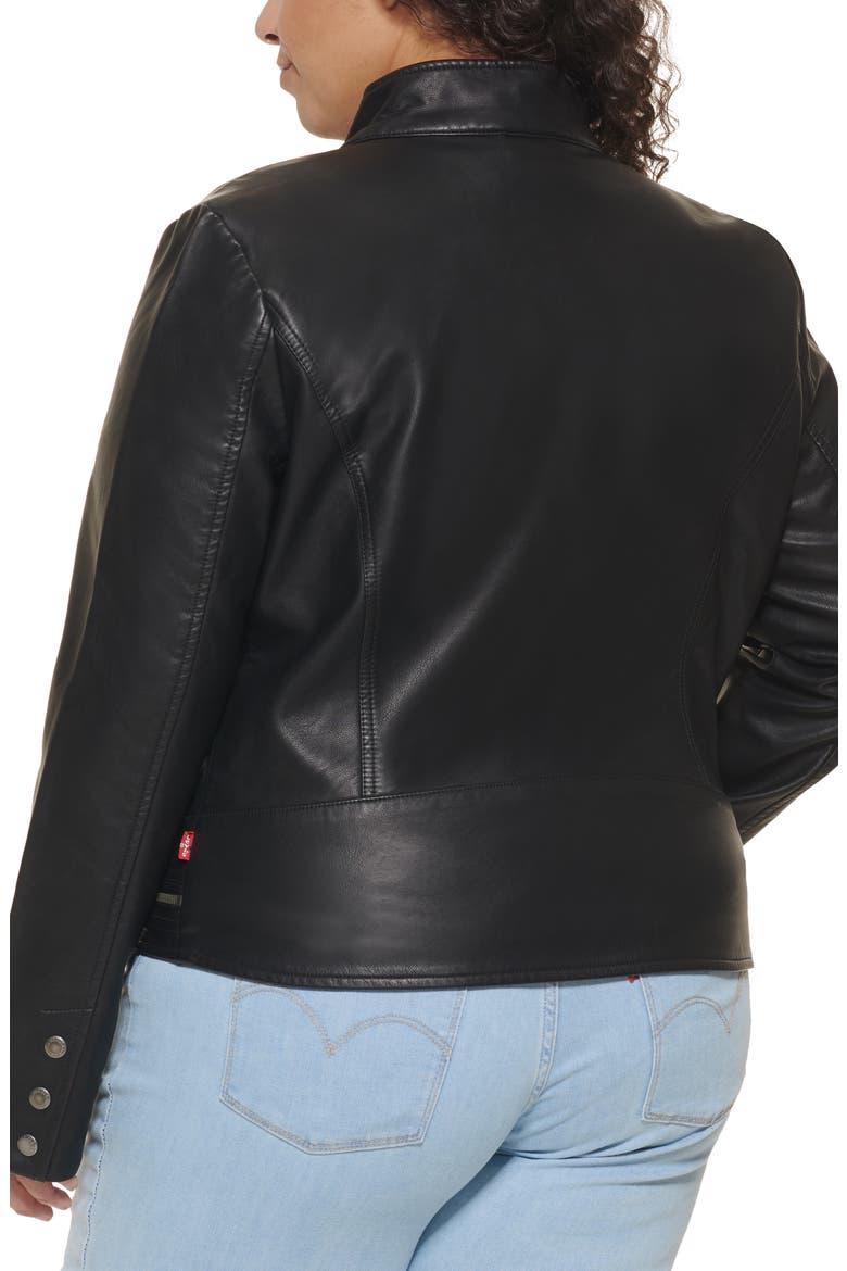 Racer Faux Leather Jacket, Alternate, color, BLACK