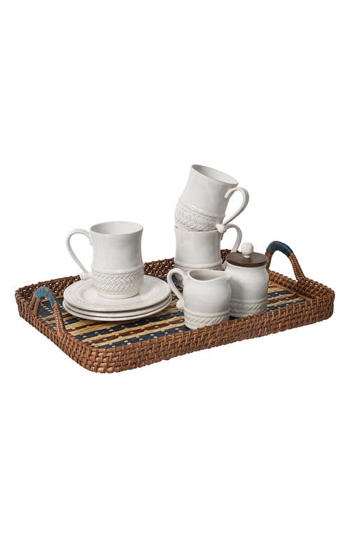 Juliska Danish Stripe Wicker Tray In Blue