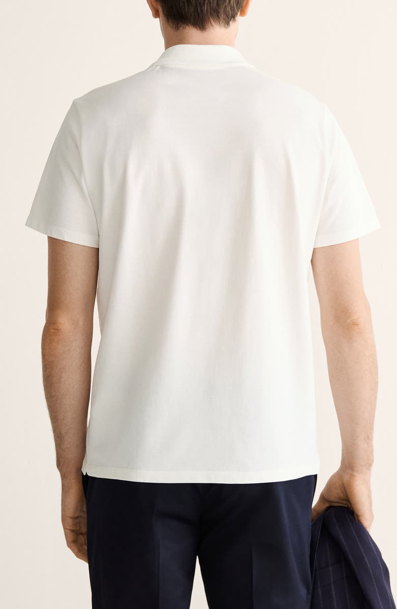 MANGO Solid Fine Knit Cotton Polo, Alternate, color, Off White