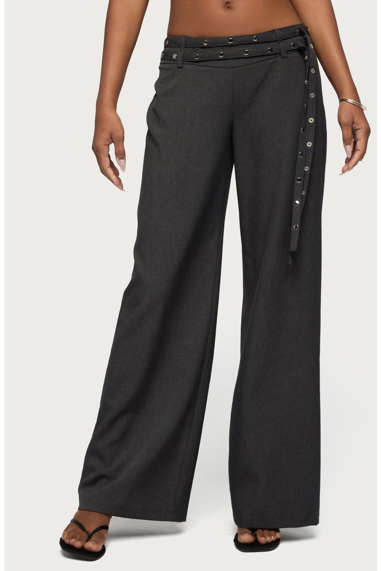 Cruz Double Belt Low Rise Wide Leg Baggy Pants, Main, color, GRAY