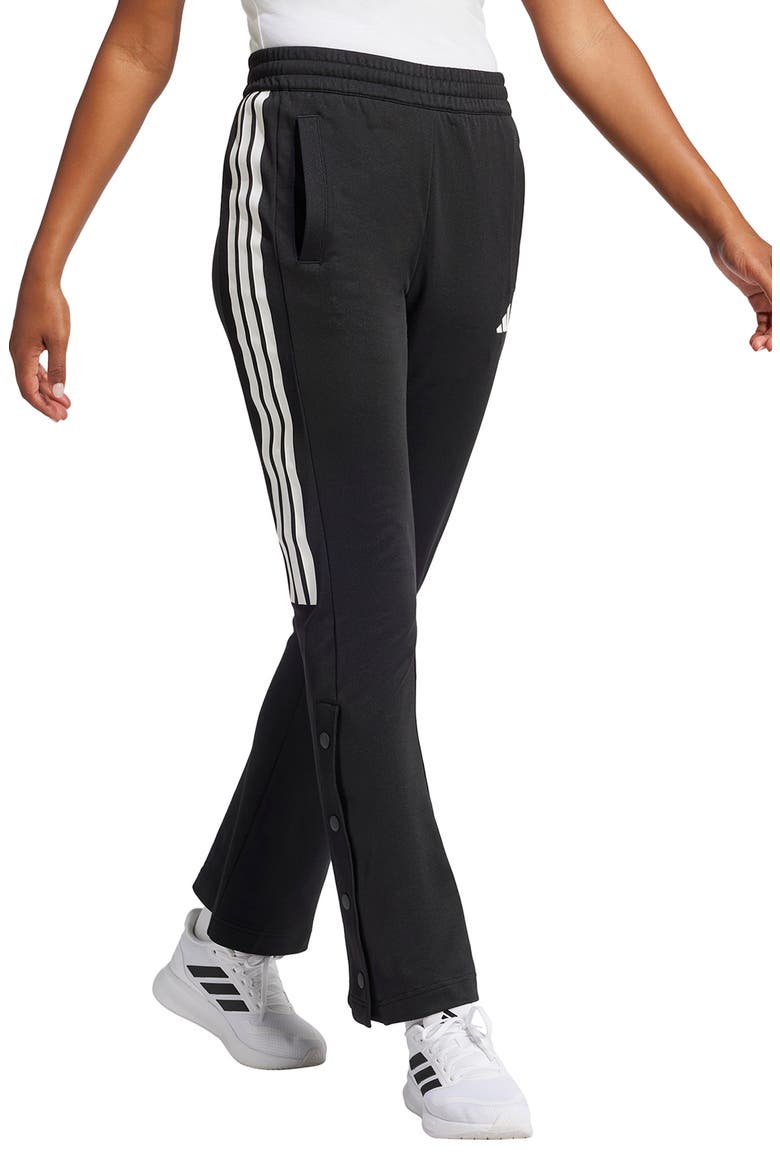 Iconic 3-Stripes Flared Sweatpants, Alternate, color, BLACK/ WHITE