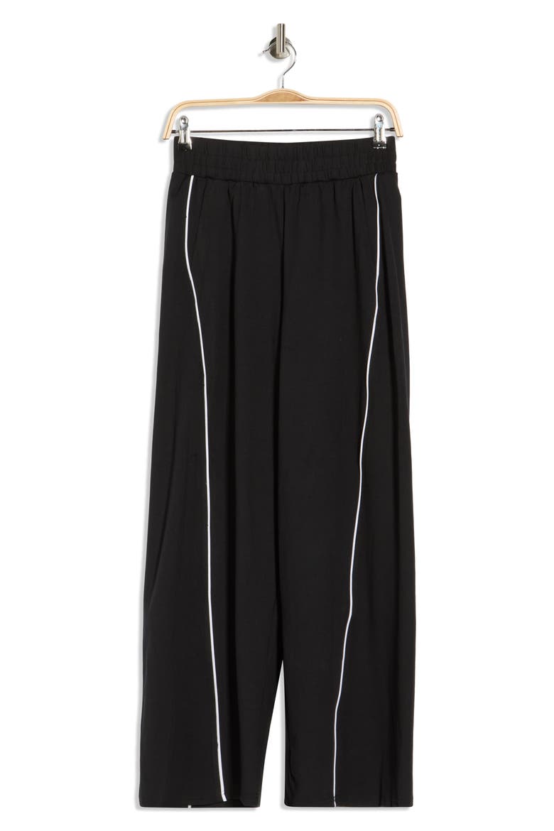 Luxe Contrast Piping Wide Leg Pants, Alternate, color, BLACK
