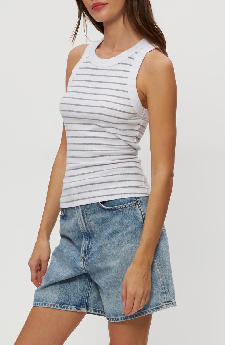 Michael Stars Gina Stripe Rib Tank, Alternate, color, White/ Heather Grey