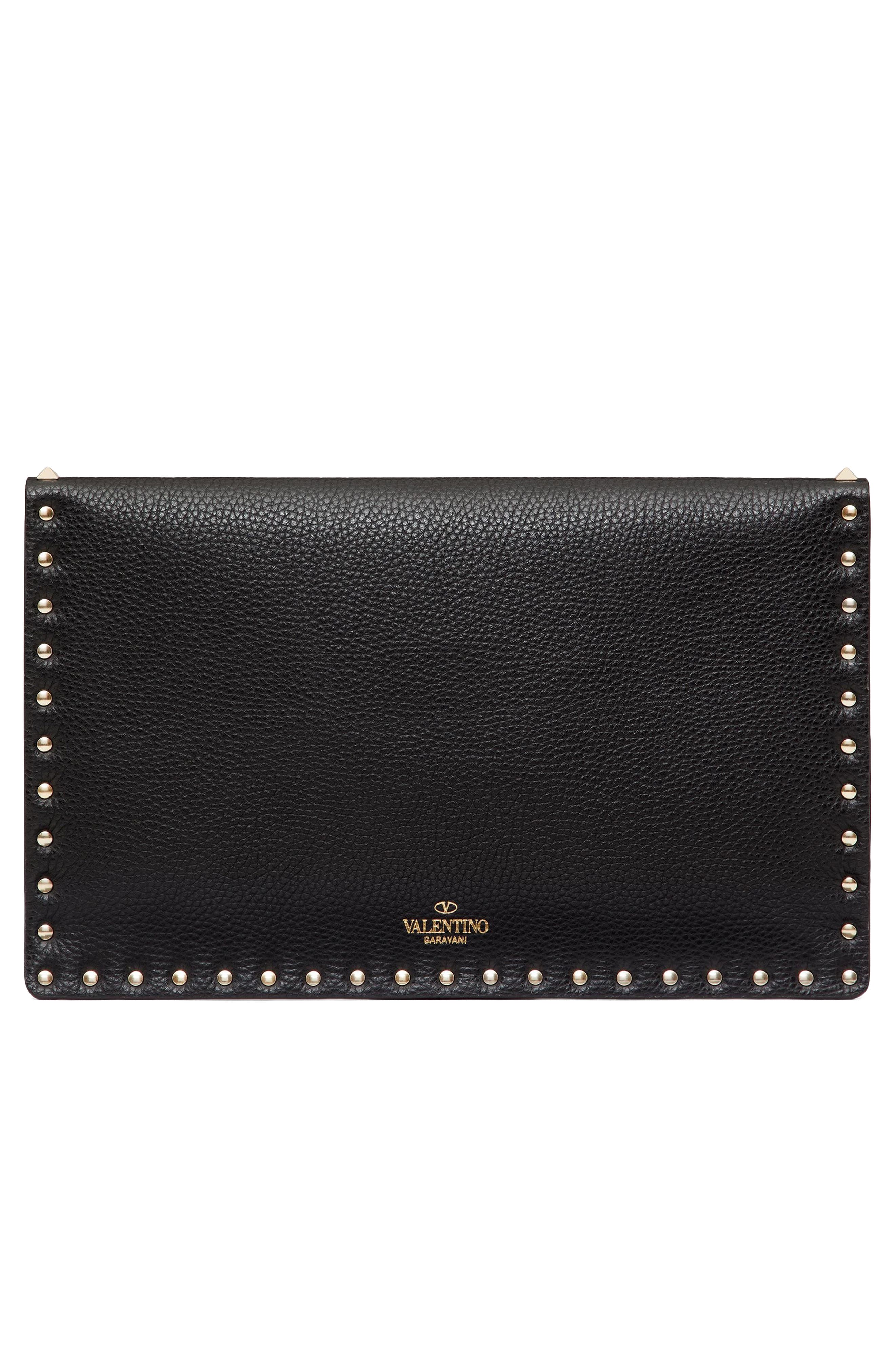 Valentino Garavani Large Rockstud Leather Envelope Pouch, Alternate, color, 