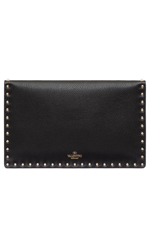 Valentino Dnu Inv  Rockstud Grainy Leather Pouch In Black