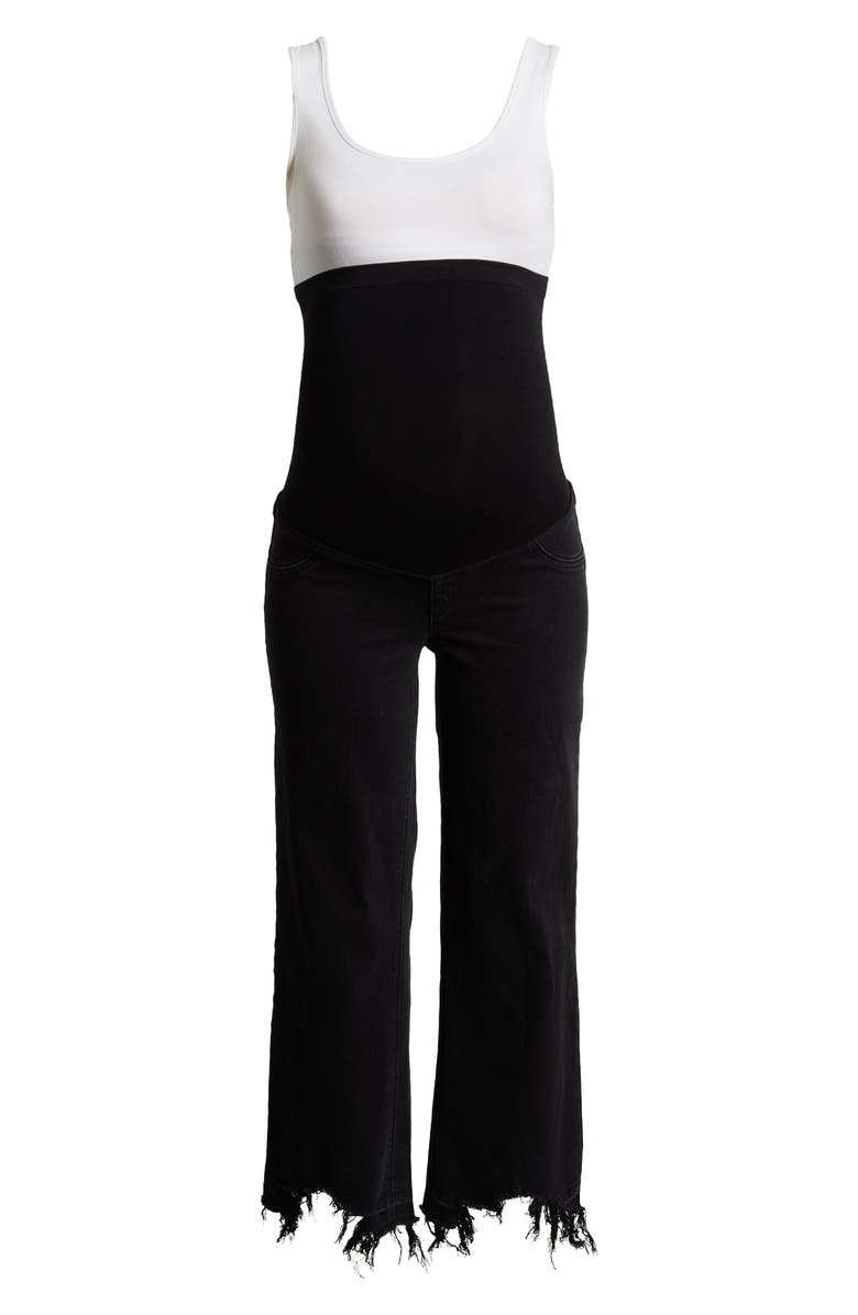 1822 Denim Frayed Wide Leg Maternity Jeans, Alternate, color, 