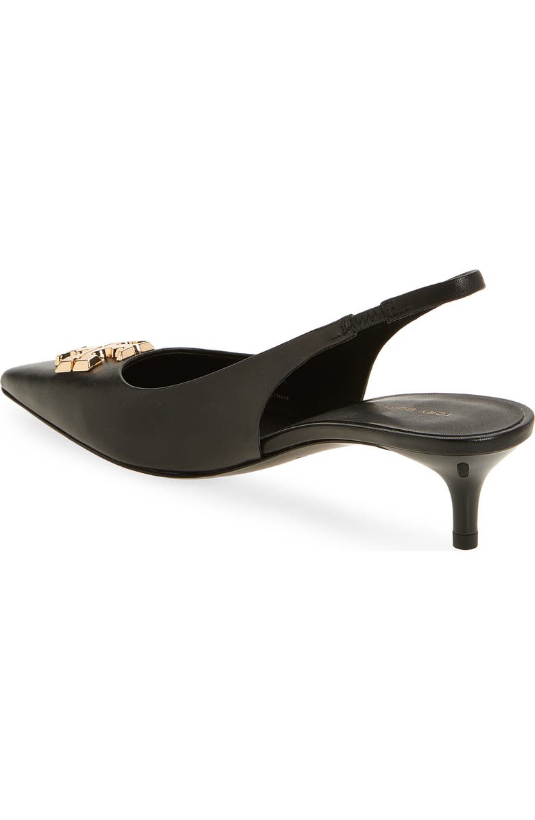Tory Burch Eleanor Kitten Heel Slingback Pump, Alternate, color, Perfect Black / Gold
