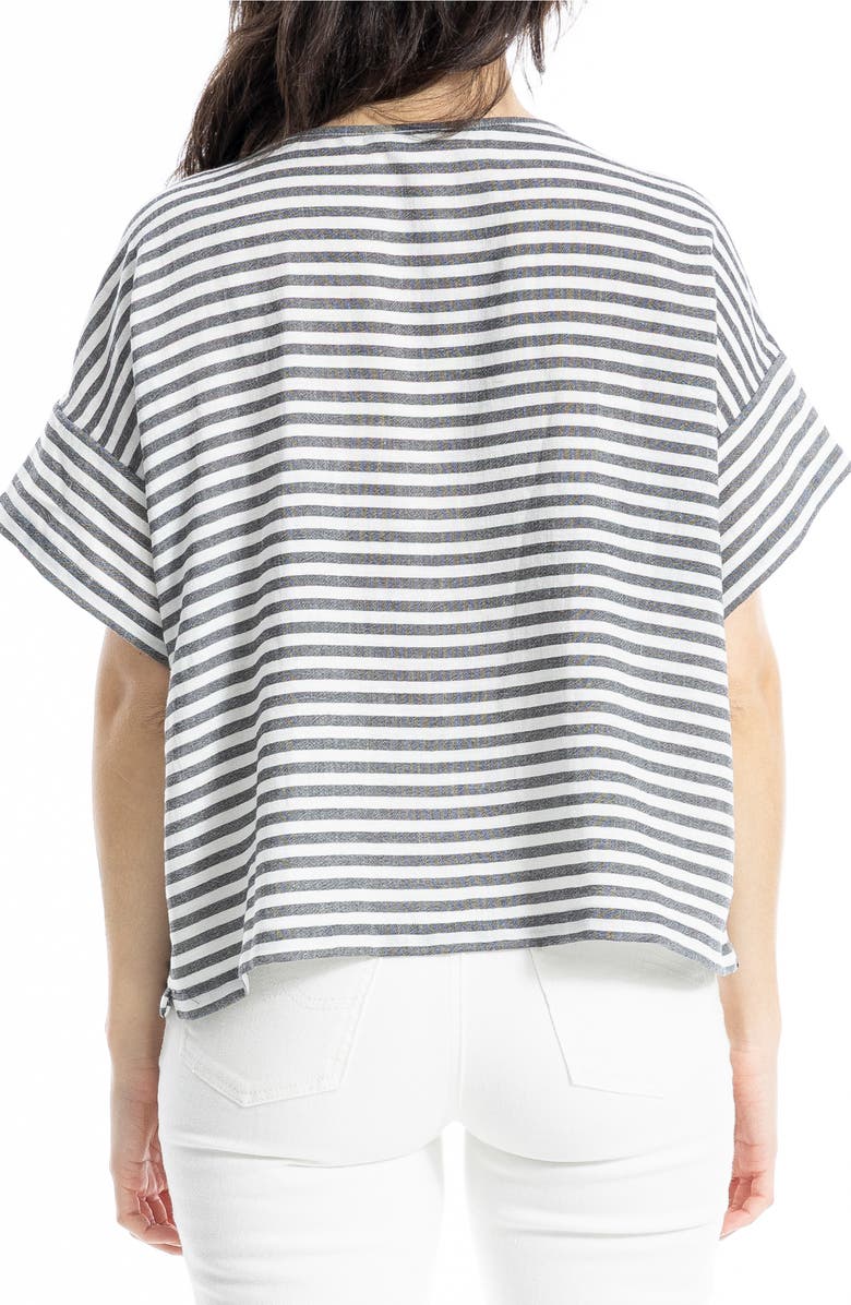 MAX STUDIO Stripe Crinkle Drop Shoulder Top, Alternate, color, Black / White