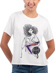 G-III 4HER BY CARL BANKS Women's G-III 4Her by Carl Banks White Los Angeles Lakers Play the Ball Cropped T-Shirt