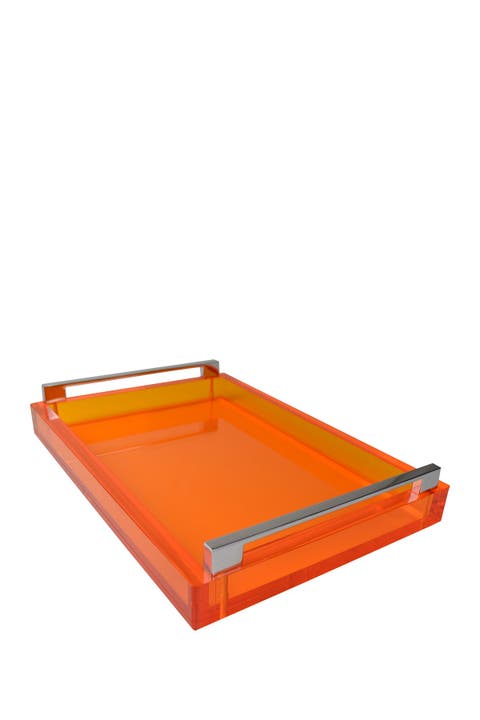 Silver Handle Orange Tray