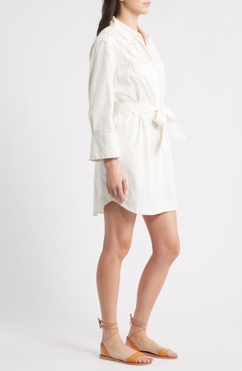 Cleobella Senara Long Sleeve Mini Shirtdress, Alternate, color, Ivory