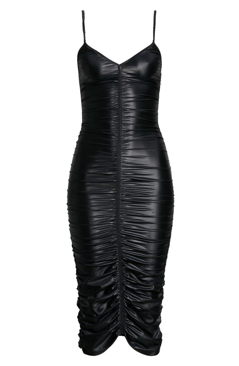 Alexander Wang Stretch Satin Jersey Ruched Midi Dress, Alternate, color, 
