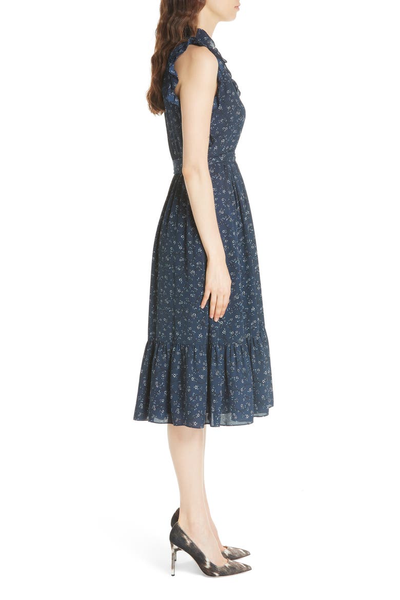 kate spade new york wild roses ruffled wrap dress, Alternate, color, ADRIATIC BLUE