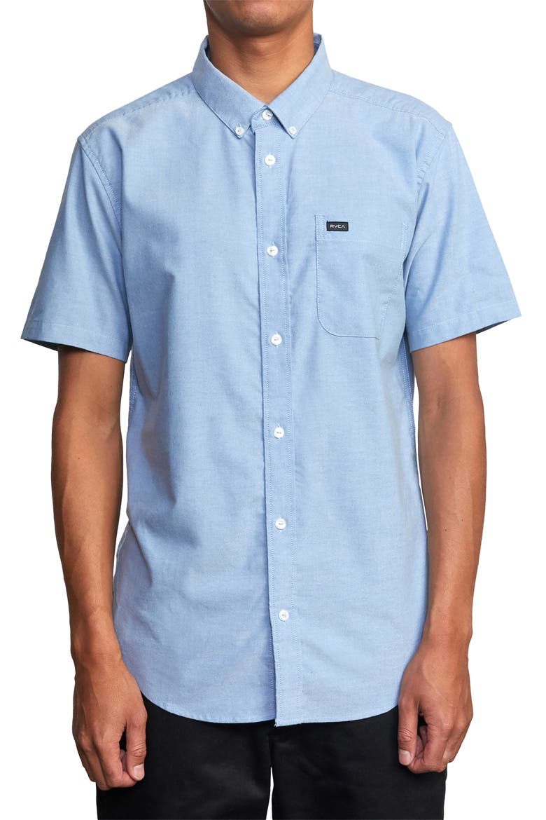 That'll Do Solid Short Sleeve Button-Down Shirt, Main, color, OXL-OXFORD BLUE
