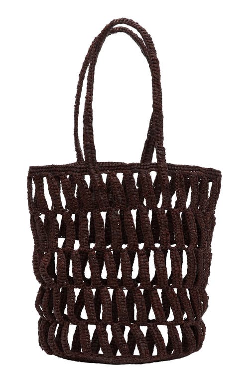 Vitamin A® Salinas Raffia Bucket Bag in Chocolate Brown at Nordstrom