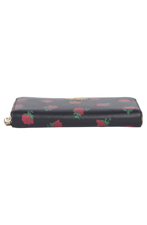 Kate Spade New York Madison Rose Toss Printed Large Continental Wallet In Black